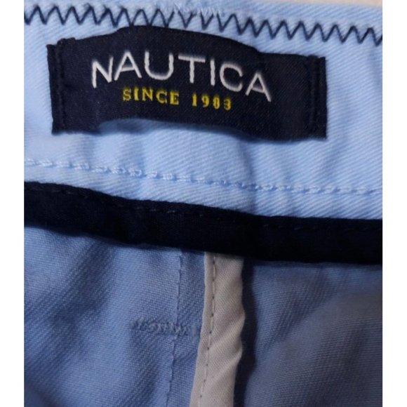 Nautica Mens 40 Blue The Deck Classic Fit Flat Front Chino Khaki Shorts - Picture 13 of 13